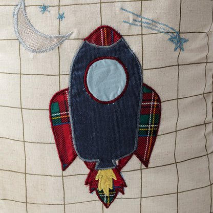 Zoey Chandrayaan hand-embroidered rocket and space cotton kids backpack, view 4