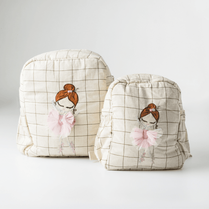 Zoey Dazzling Ballerina hand-embroidered ballerina cotton kids backpack