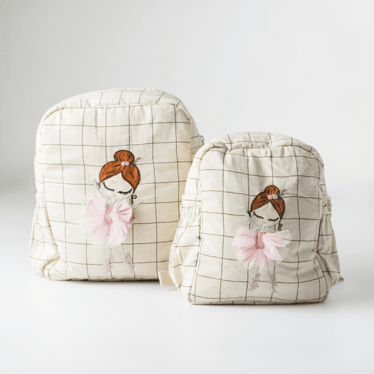 Zoey Dazzling Ballerina hand-embroidered ballerina cotton kids backpack