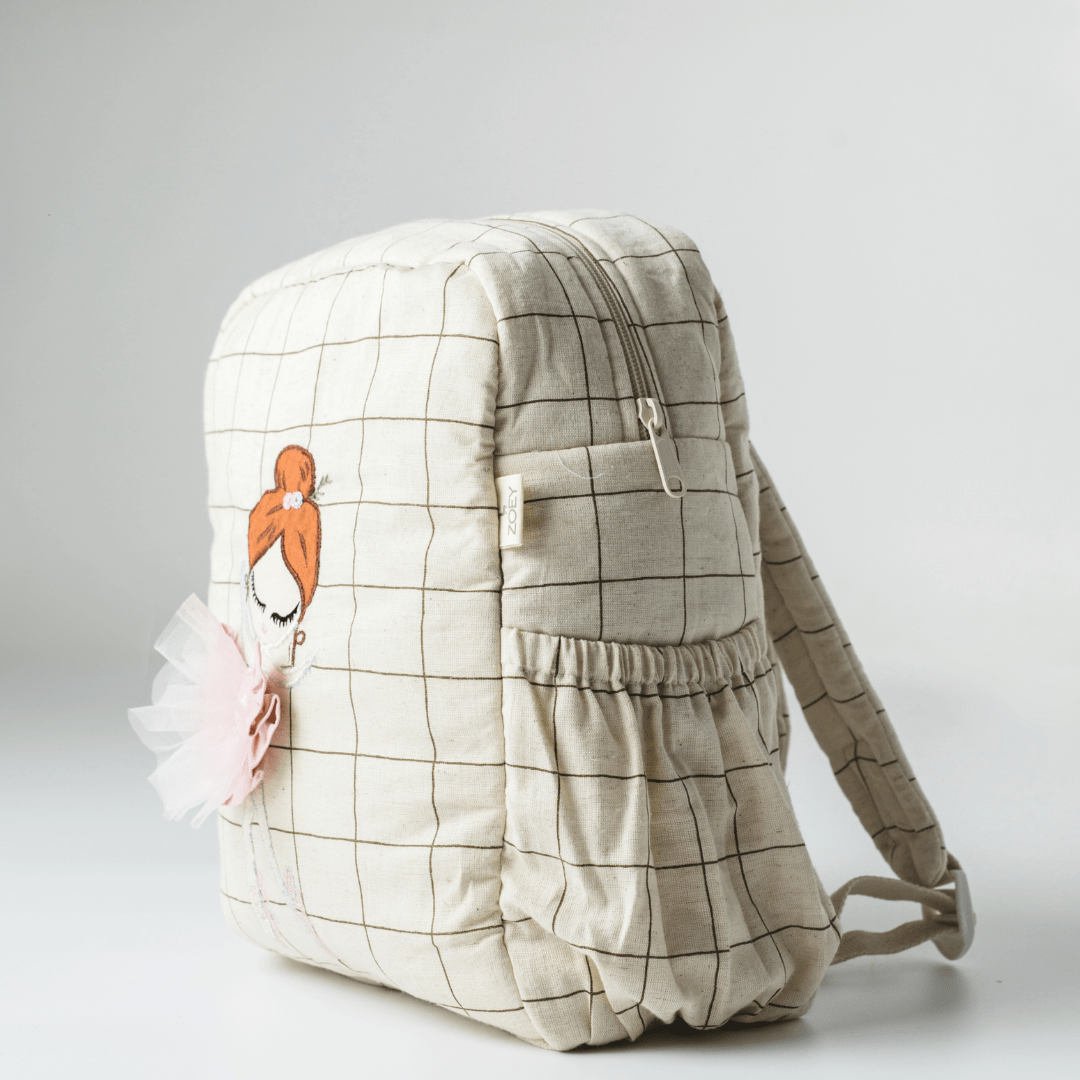 Zoey Dazzling Ballerina hand-embroidered ballerina cotton kids backpack, view 5
