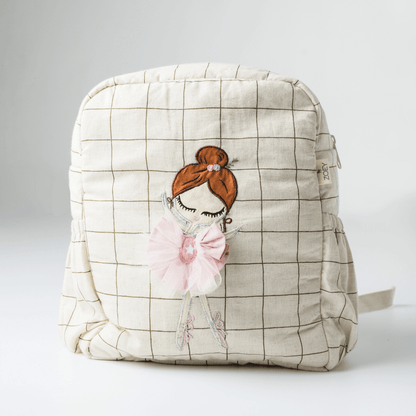 Zoey Dazzling Ballerina hand-embroidered ballerina cotton kids backpack, view 2