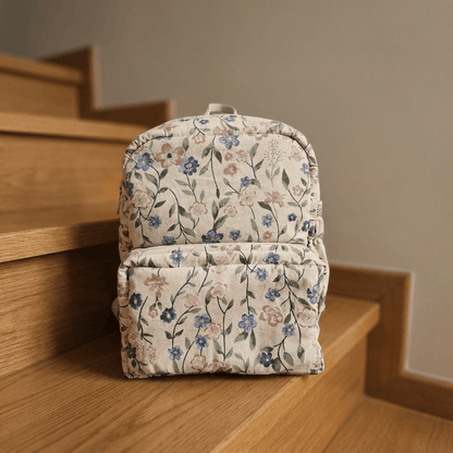 Zoey Flora Trail hand-embroidered floral cotton kids backpack, view 5