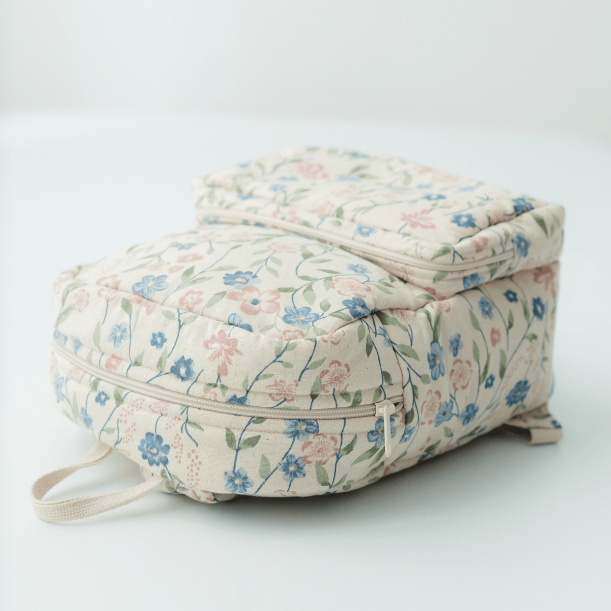 Zoey Flora Trail hand-embroidered floral cotton kids backpack, view 3