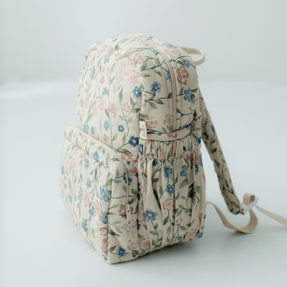 Zoey Flora Trail hand-embroidered floral cotton kids backpack, view 2
