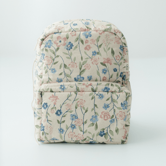Zoey Flora Trail hand-embroidered floral cotton kids backpack