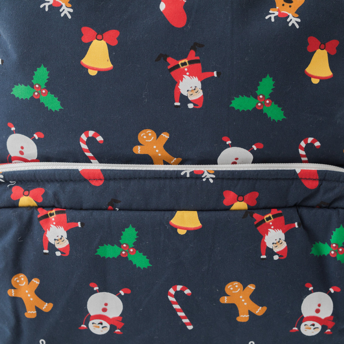 Zoey Jingle All The Way hand-embroidered Christmas cotton kids backpack, view 3