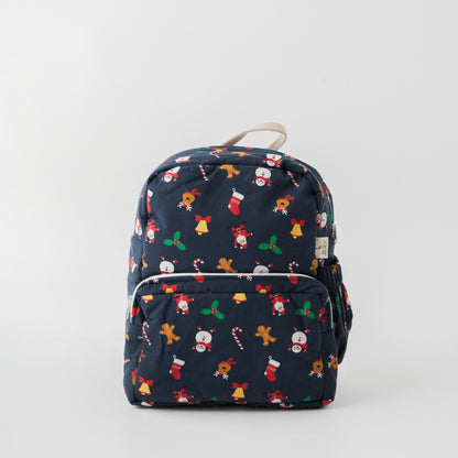 Zoey Jingle All The Way hand-embroidered Christmas cotton kids backpack, view 2