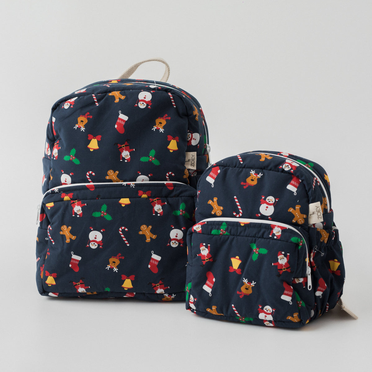 Zoey Jingle All The Way hand-embroidered Christmas cotton kids backpack