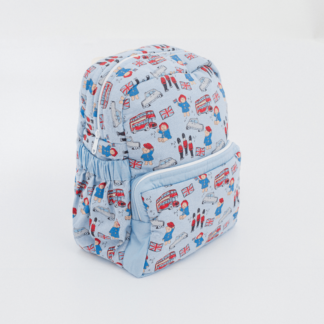 Zoey London Lane hand-embroidered London cotton kids backpack, view 2