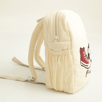 Zoey Football Club hand-embroidered football cotton kids backpack, view 2