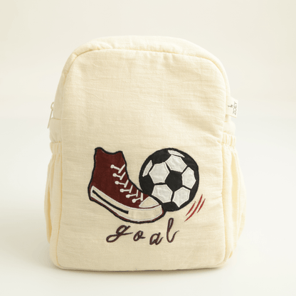 Zoey Football Club hand-embroidered football cotton kids backpack