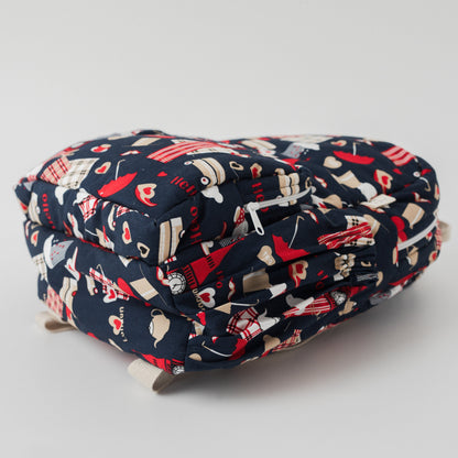 Zoey Trip To London hand-embroidered London landmarks cotton kids backpack, view 7