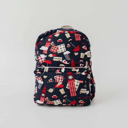 Zoey Trip To London hand-embroidered London landmarks cotton kids backpack, view 2
