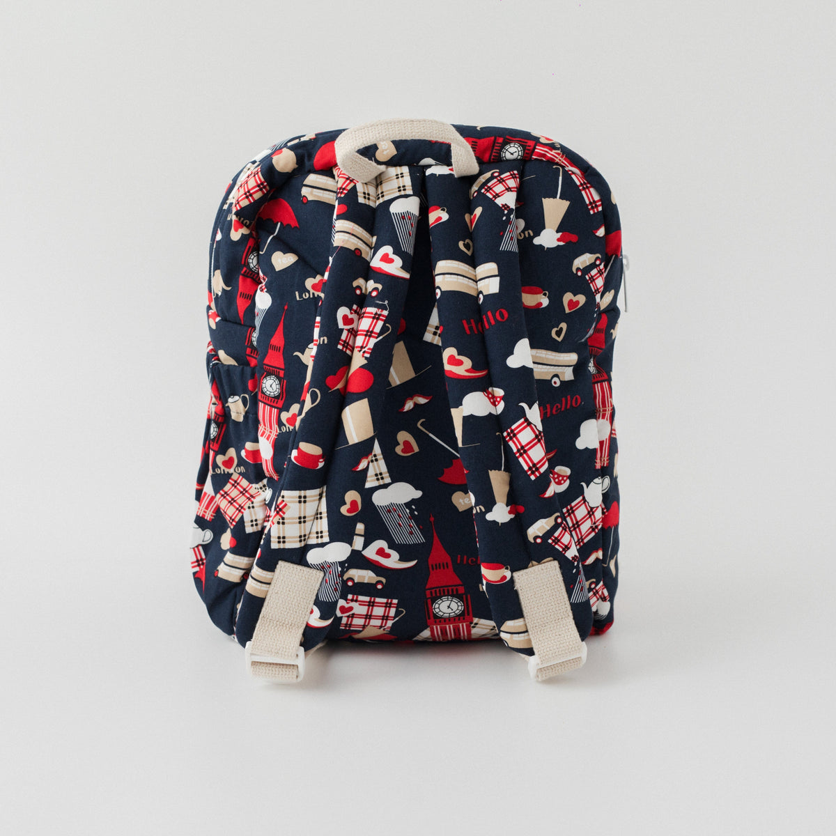 Zoey Trip To London hand-embroidered London landmarks cotton kids backpack, view 5