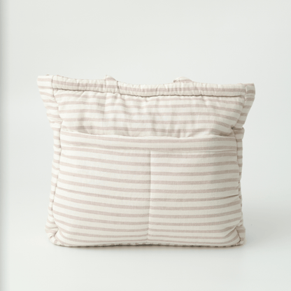 Zoey Almond Stripe cotton tote nappy bag, view 9