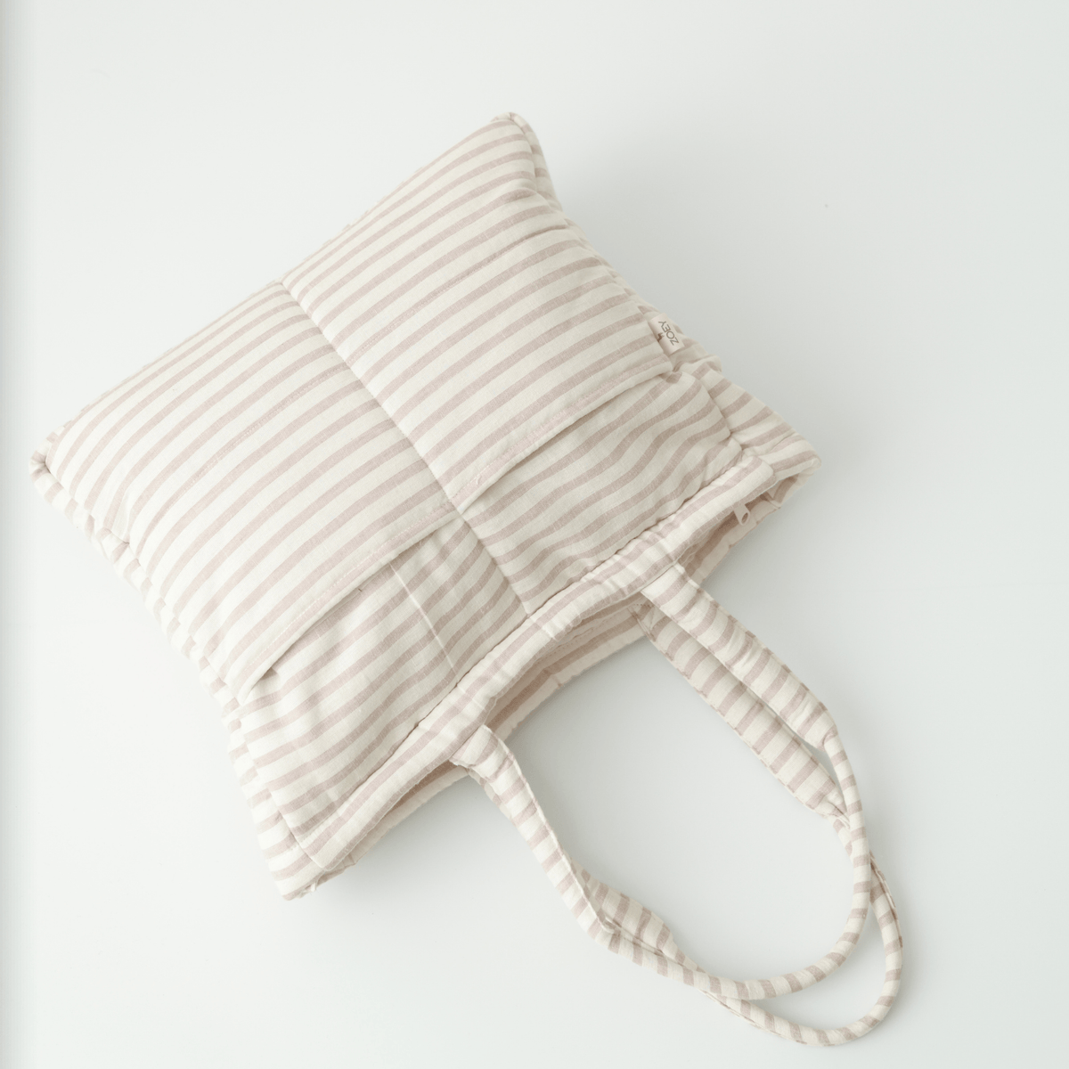 Zoey Almond Stripe cotton tote nappy bag, view 8