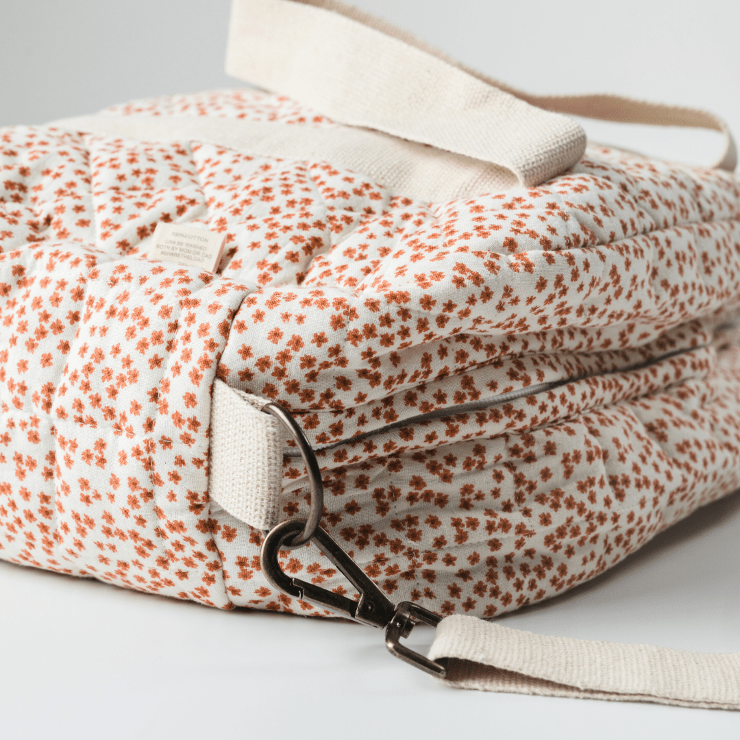 Zoey Red Velvet Yarrow quilted muslin cotton nappy bag, view 5
