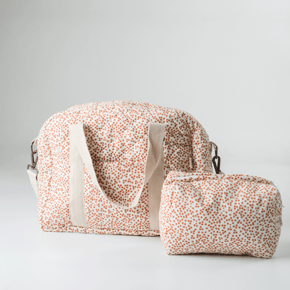 Zoey Red Velvet Yarrow quilted muslin cotton nappy bag