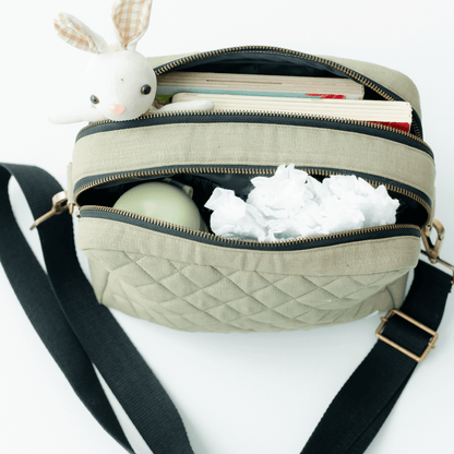 Zoey GoGreen green linen cotton sling nappy bag, view 3
