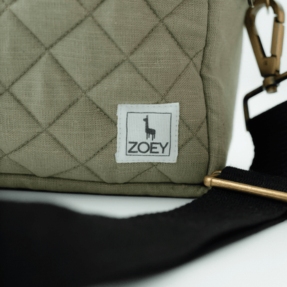 Zoey GoGreen green linen cotton sling nappy bag, view 6