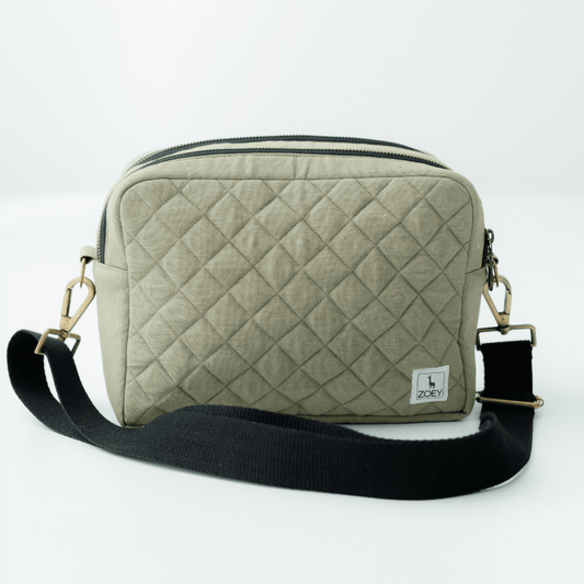 Zoey GoGreen green linen cotton sling nappy bag