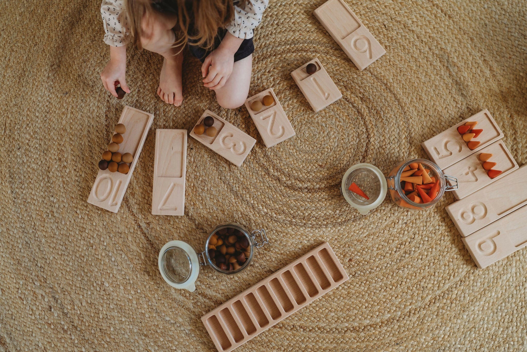 Wooden Number Counting Tray