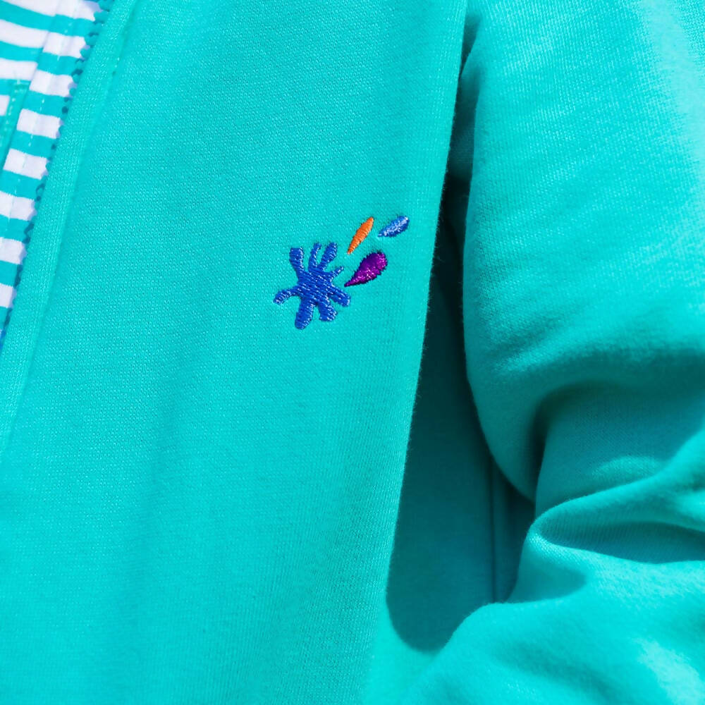 Organic Cotton Turquoise Zip-Up Hoodie