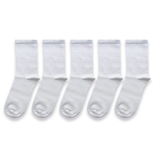 5pk Kids Bamboo (Viscose) Ankle Socks - White