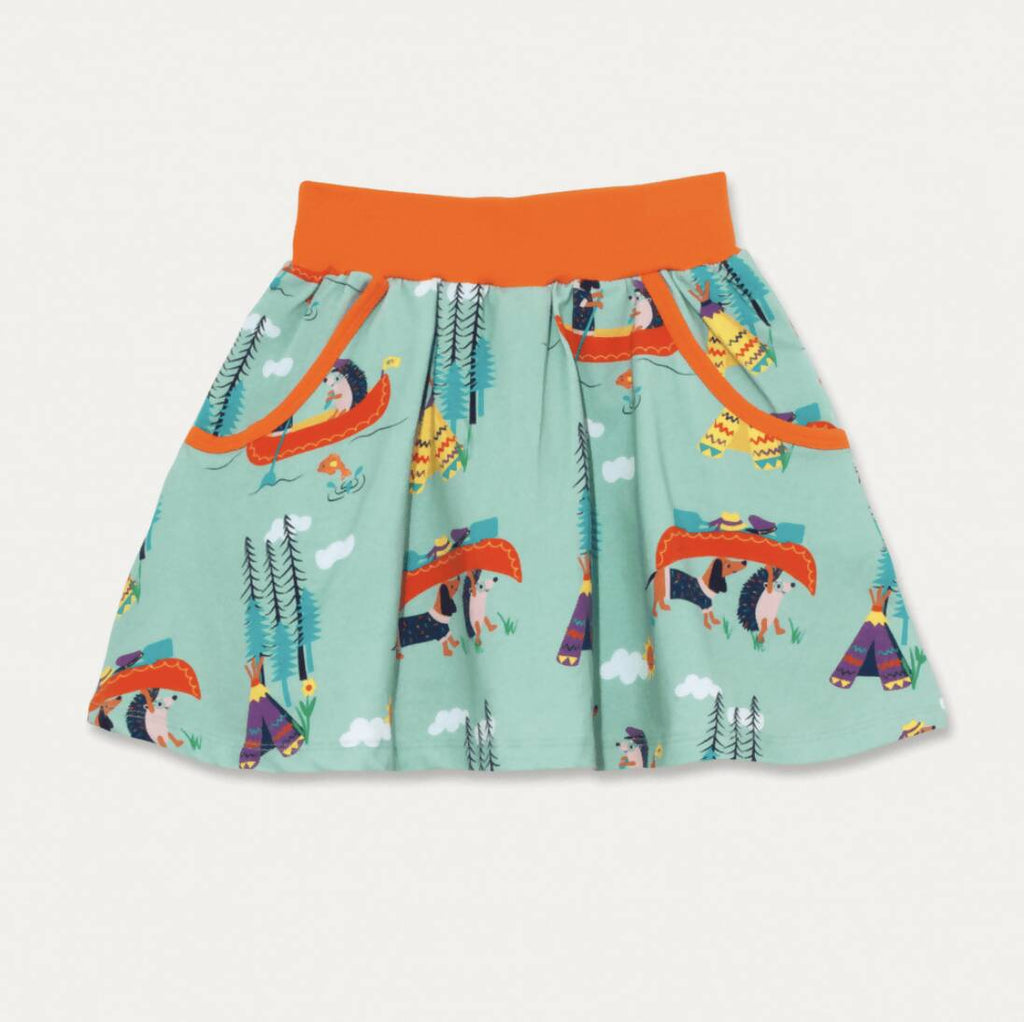 Organic Cotton Skort with Pockets and Dog and Hedgehog Print