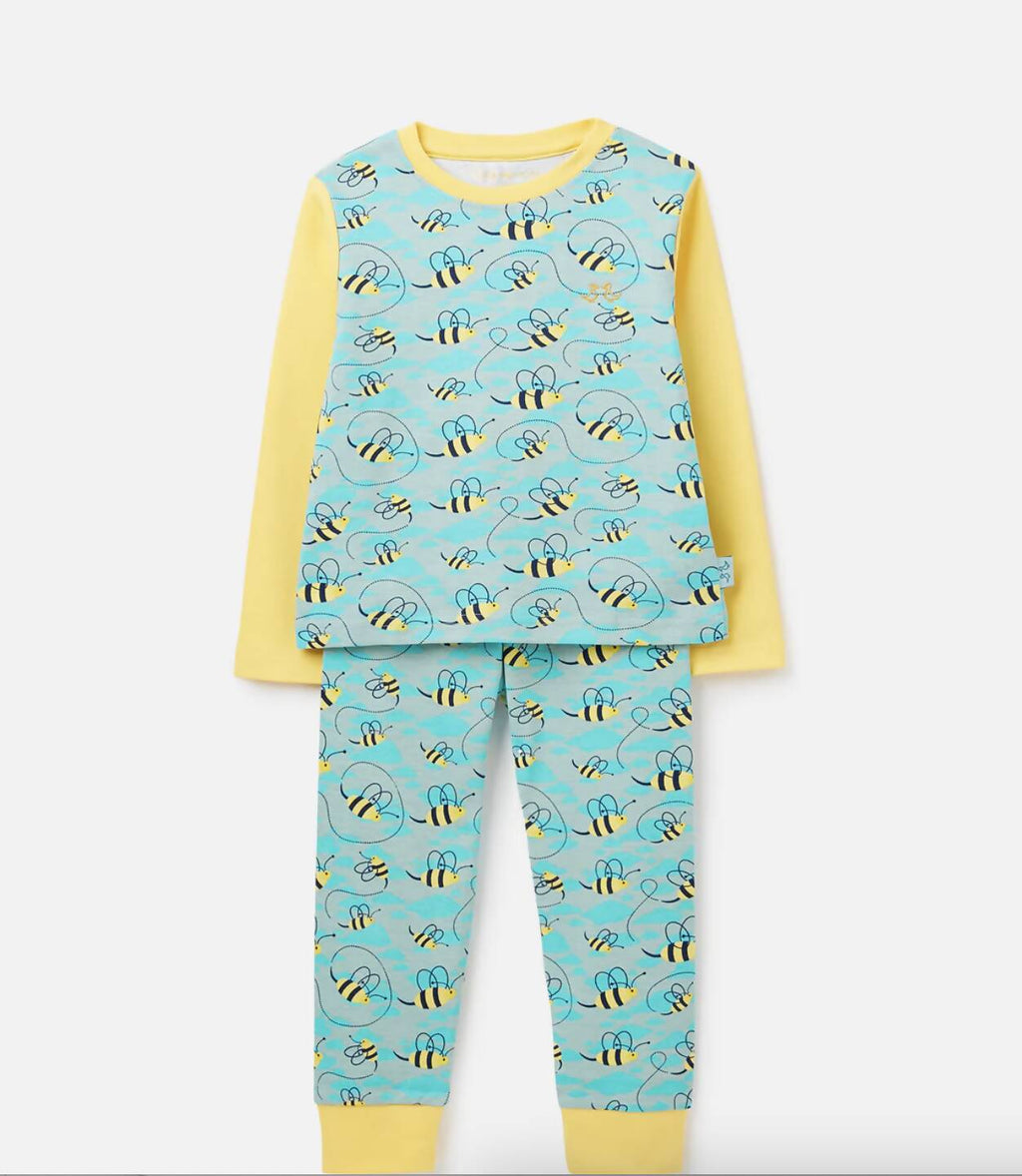 organic cotton kids pyjamas, Luca and Rosa, natural kids pyjamas, organic kids pyjamas, bee print pyjamas, kids unisex sleepwear