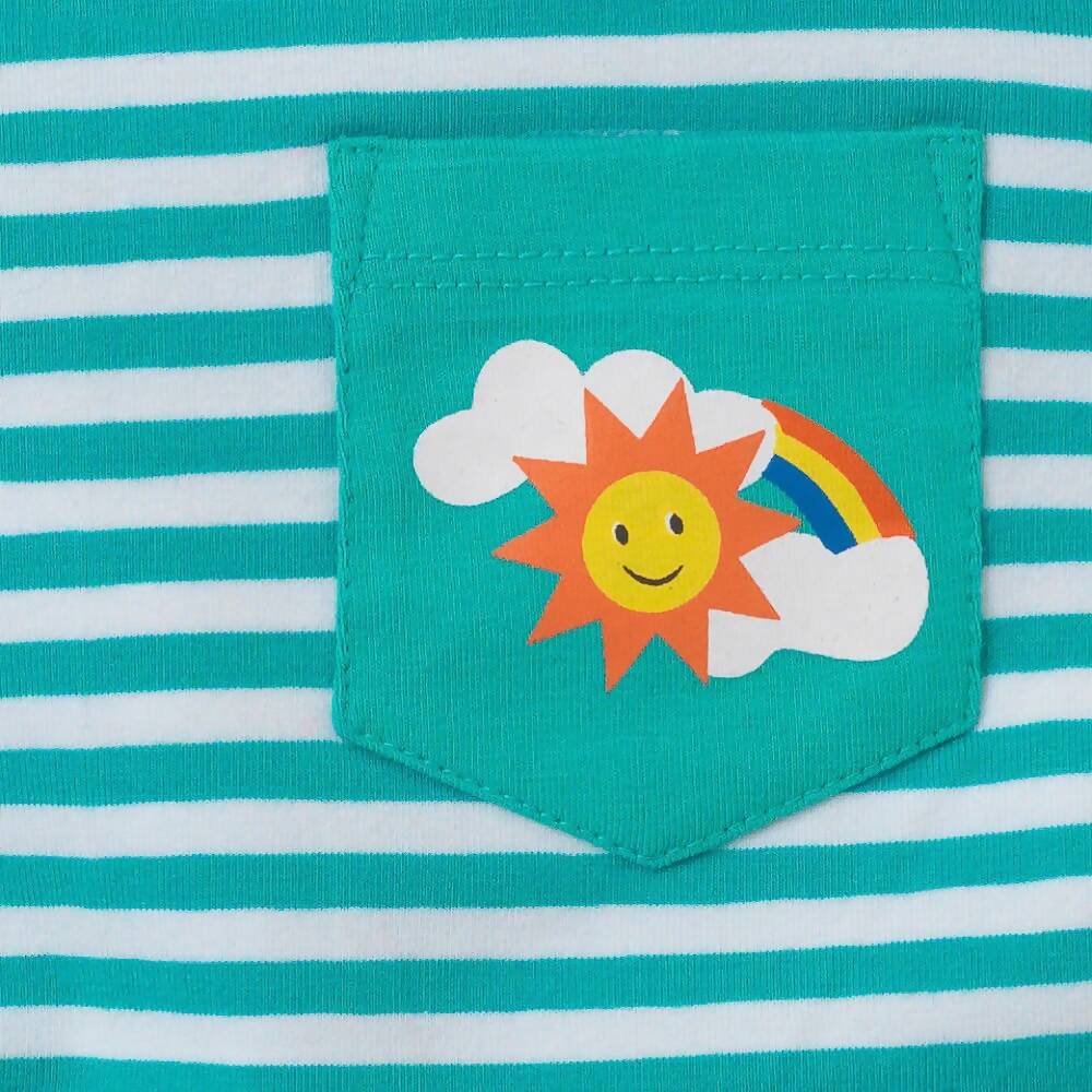Organic Cotton Turquoise Stripe T-Shirt with Pocket
