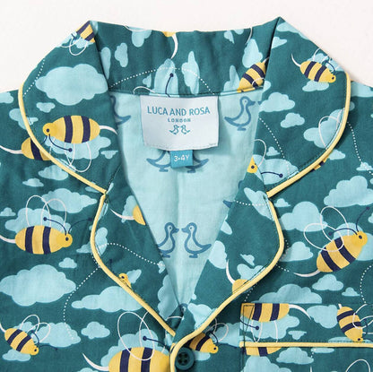 Busy Bees Organic Cotton Button-up Pyjamas