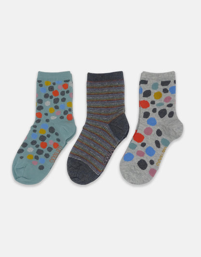 3pk Kids Cotton Spots Ankle Socks