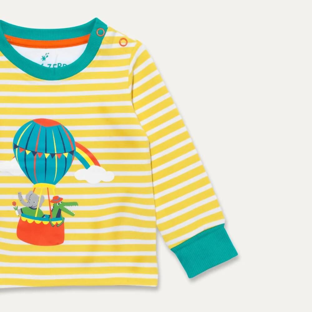 Organic Cotton Long Sleeve T-Shirt with Hot Air Balloon Print