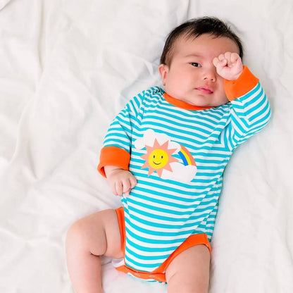 Organic Cotton Turquoise Stripe Bodysuit