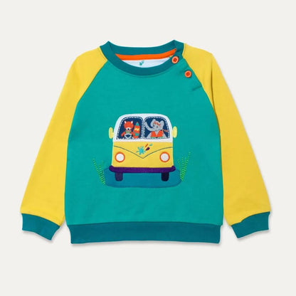 Organic Cotton Sweatshirt with Campervan Appliqué