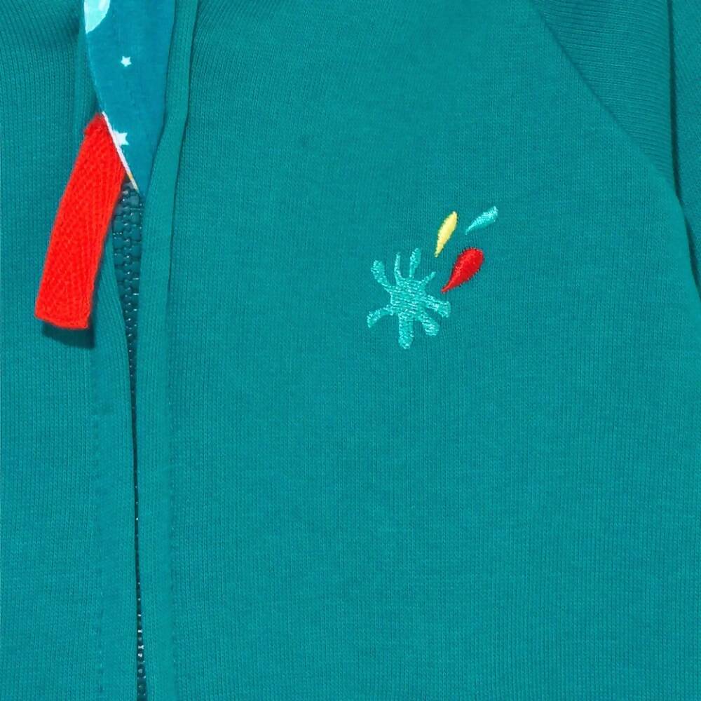 Organic Cotton Kids Teal Zip-Up Hoodie