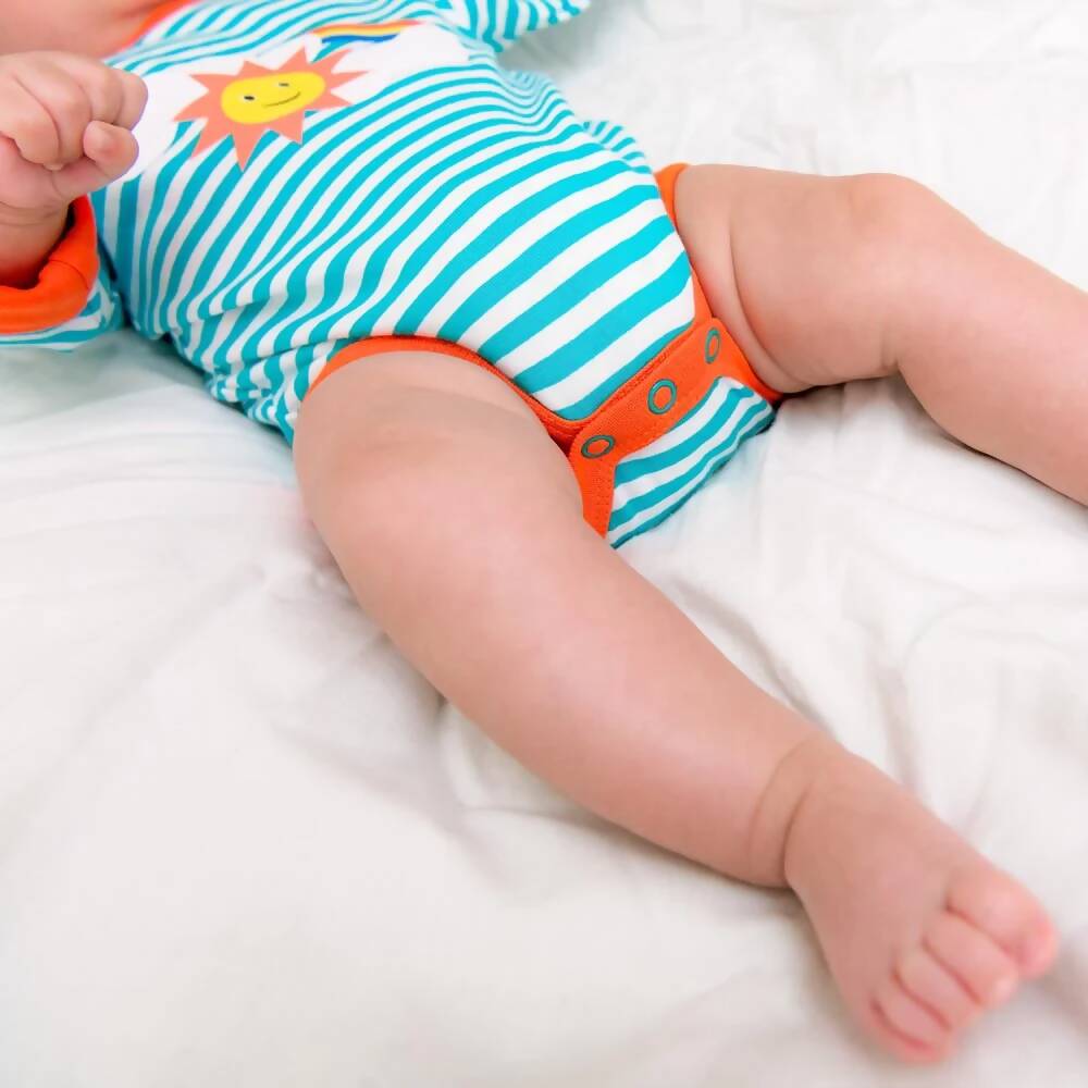 Organic Cotton Turquoise Stripe Bodysuit