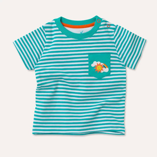 Organic Cotton Turquoise Stripe T-Shirt with Pocket
