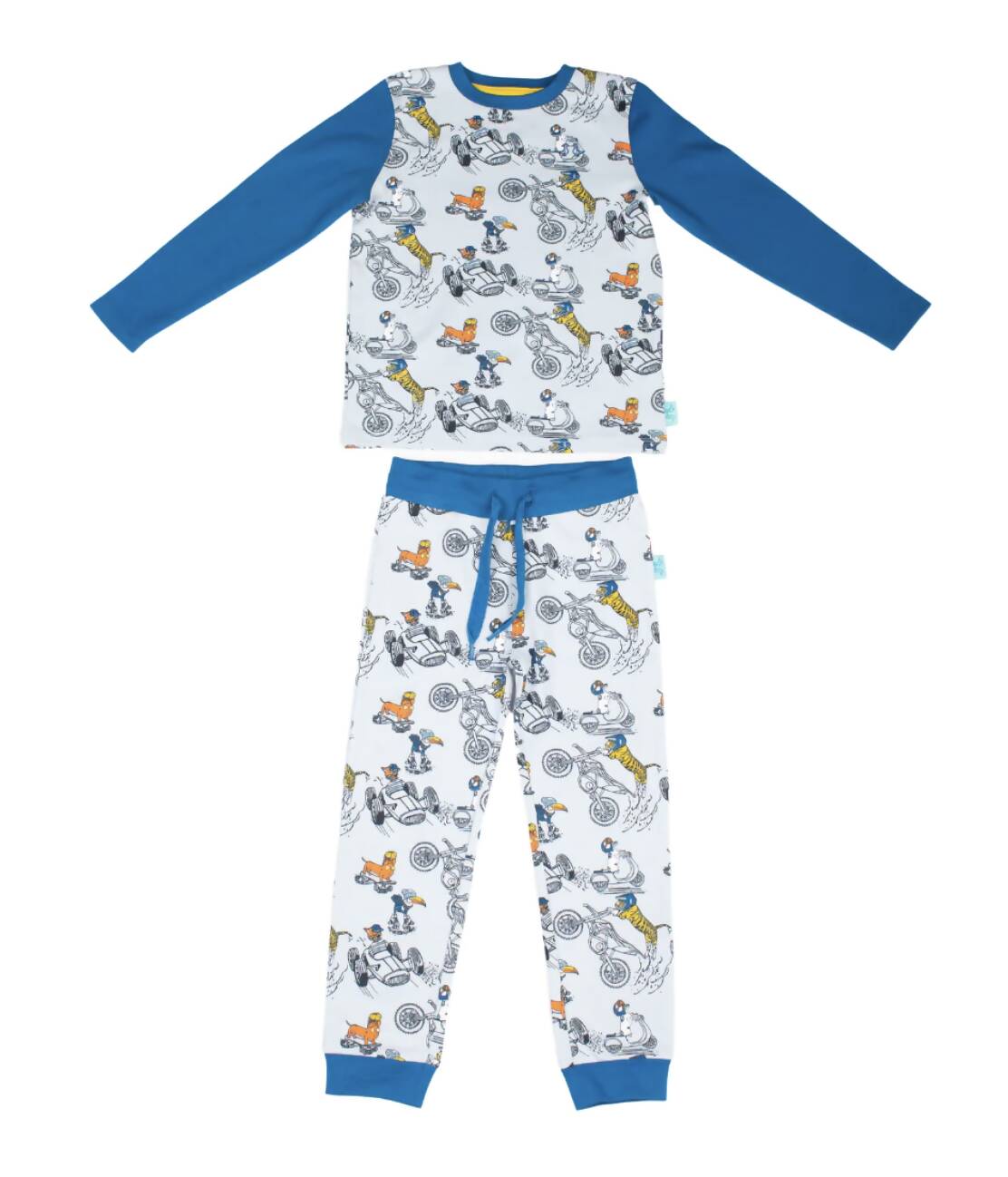 Luca and Rosa organic cotton kids pyjamas with a driver print 