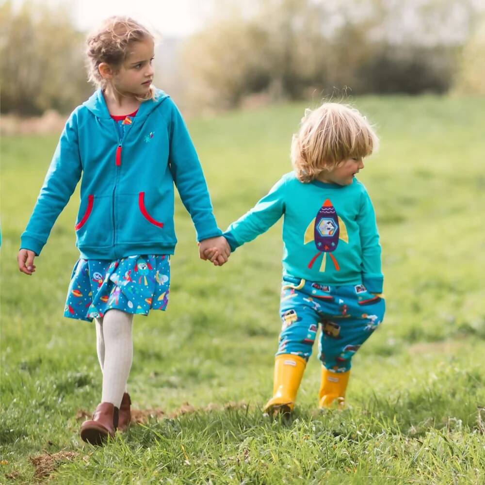 Organic Cotton Kids Teal Zip-Up Hoodie