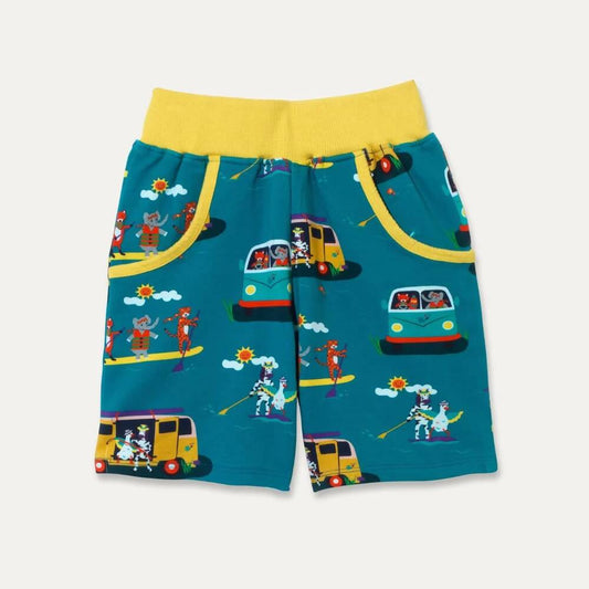 Organic Cotton Kids Shorts with Campervans and Paddleboards